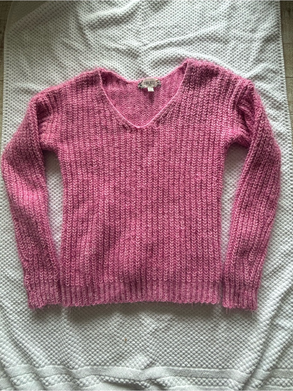 Pink Rose Pink Textured V-Neck Sweater